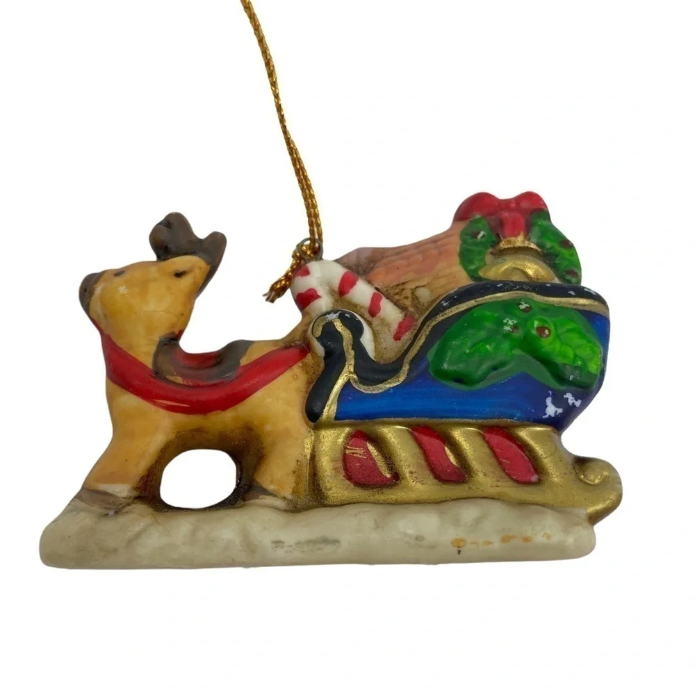 Christmas Ornaments Set of 3 Retro  Holidays Ceramic